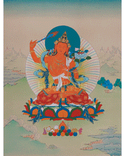 Manjushri Wisdom Deity Art | Sacred Buddhist Thangka | Bodhisattva Wall Decor
