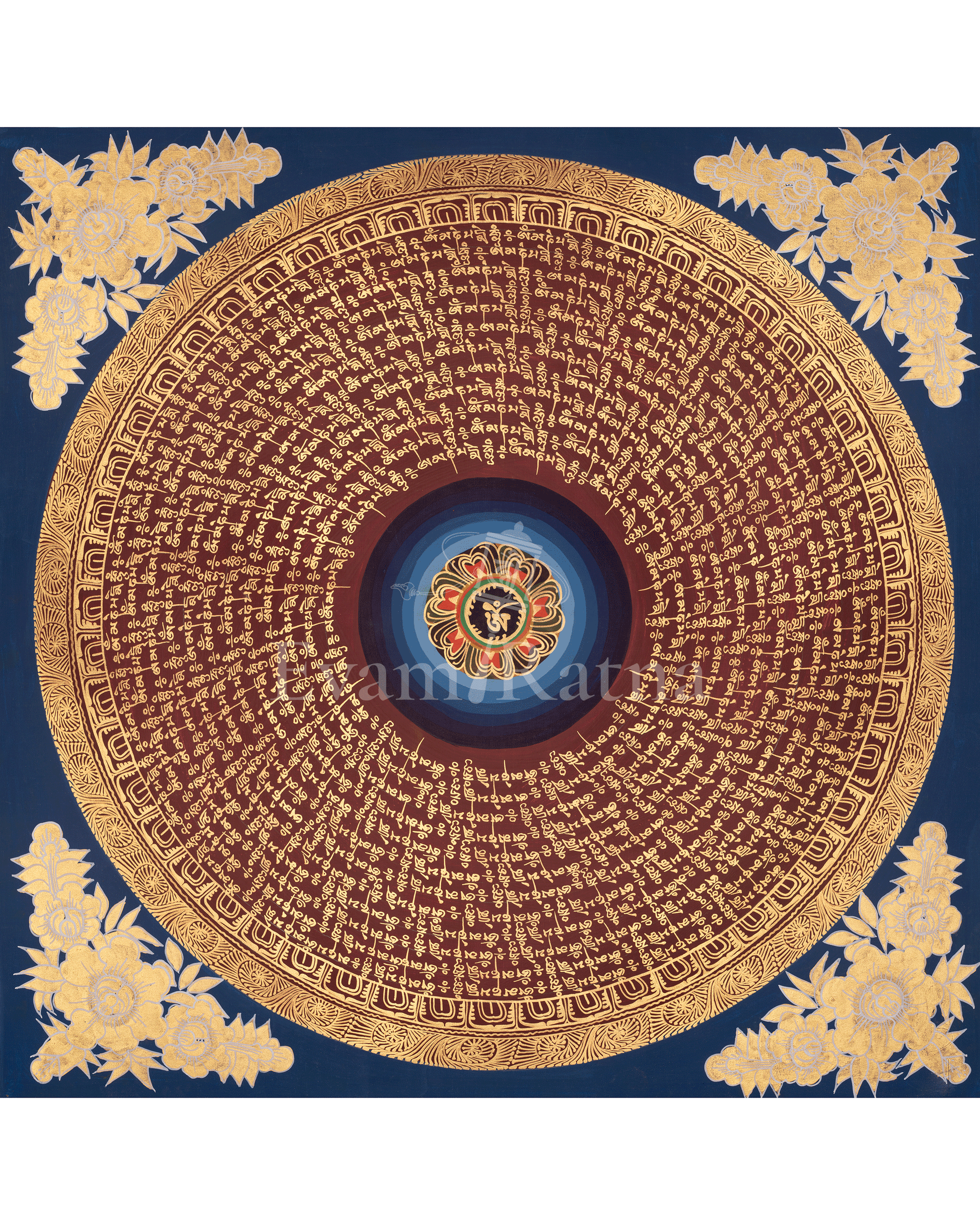 Hand-Painted Mantra Mandala