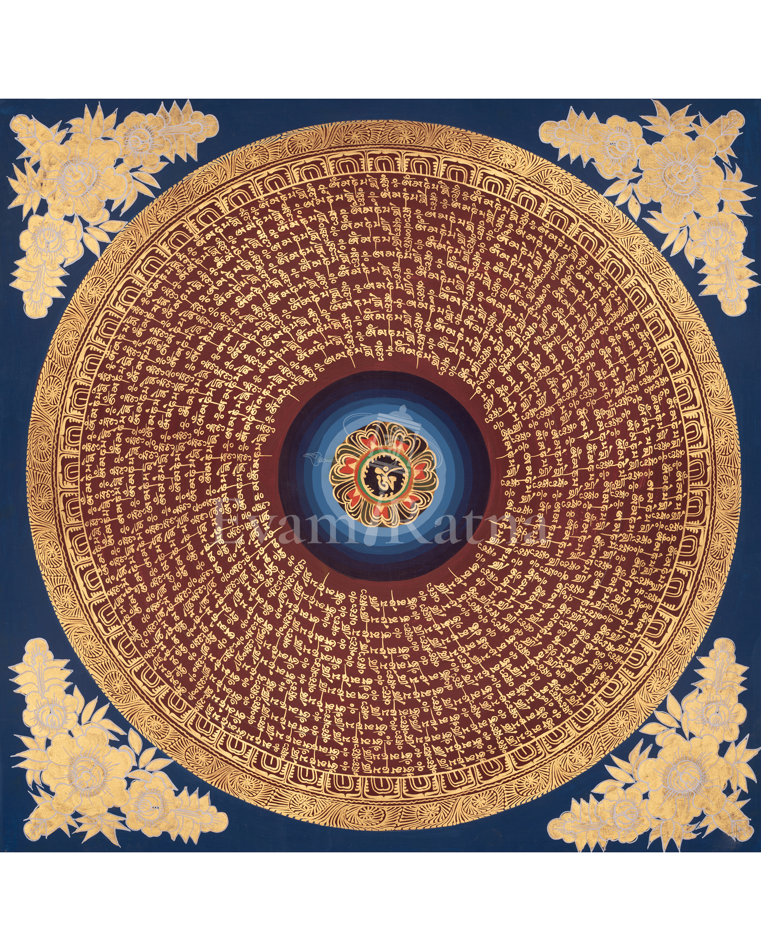 Hand-Painted Mantra Mandala