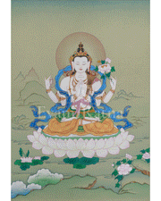 Traditional Art of Four-Armed Chenrezig | Bodhisattva of Boundless Compassion