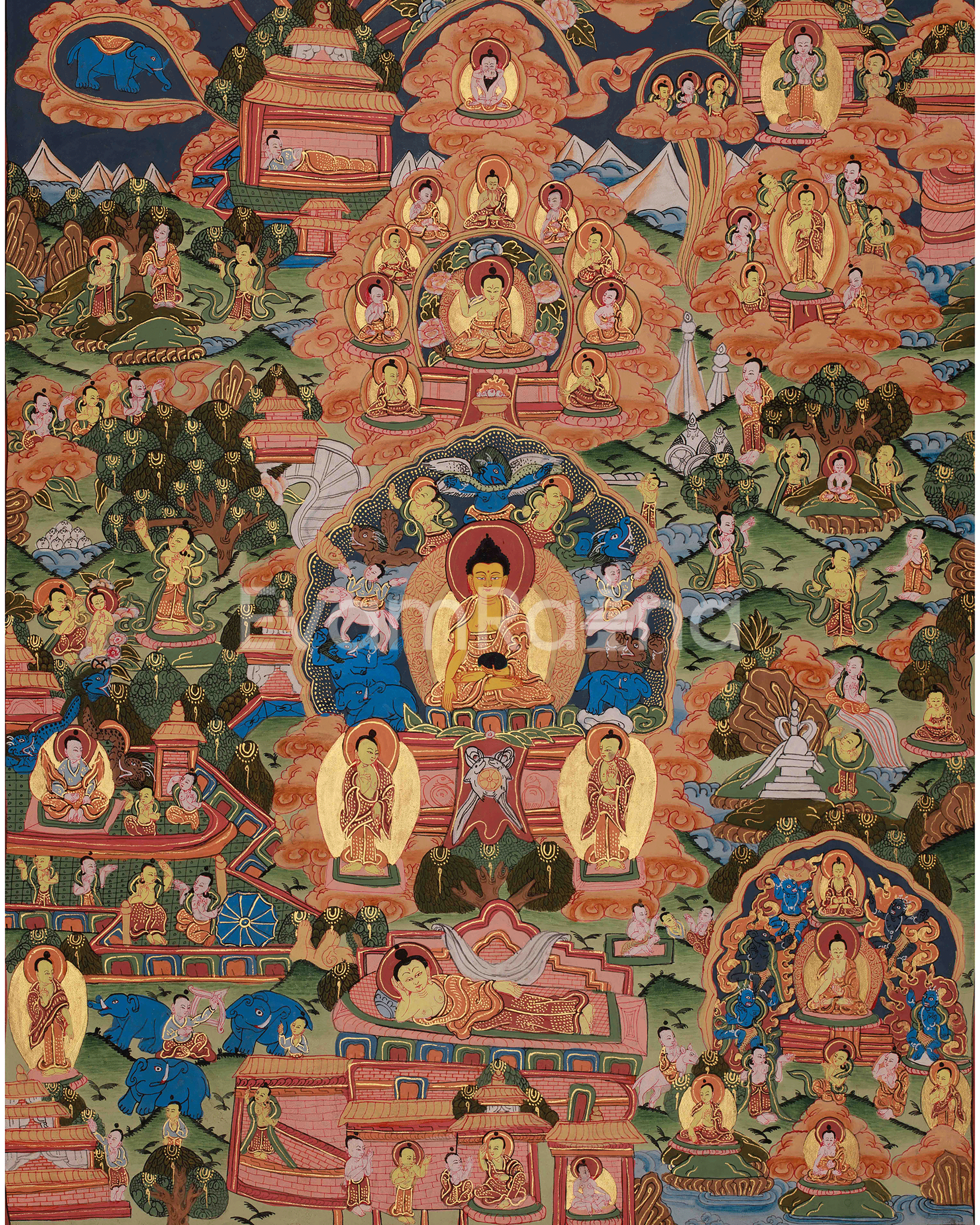 Traditional Buddha Life Story Thangka
