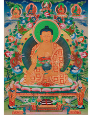 Shakyamuni Buddha With Five Dhyani Buddhas Thangka