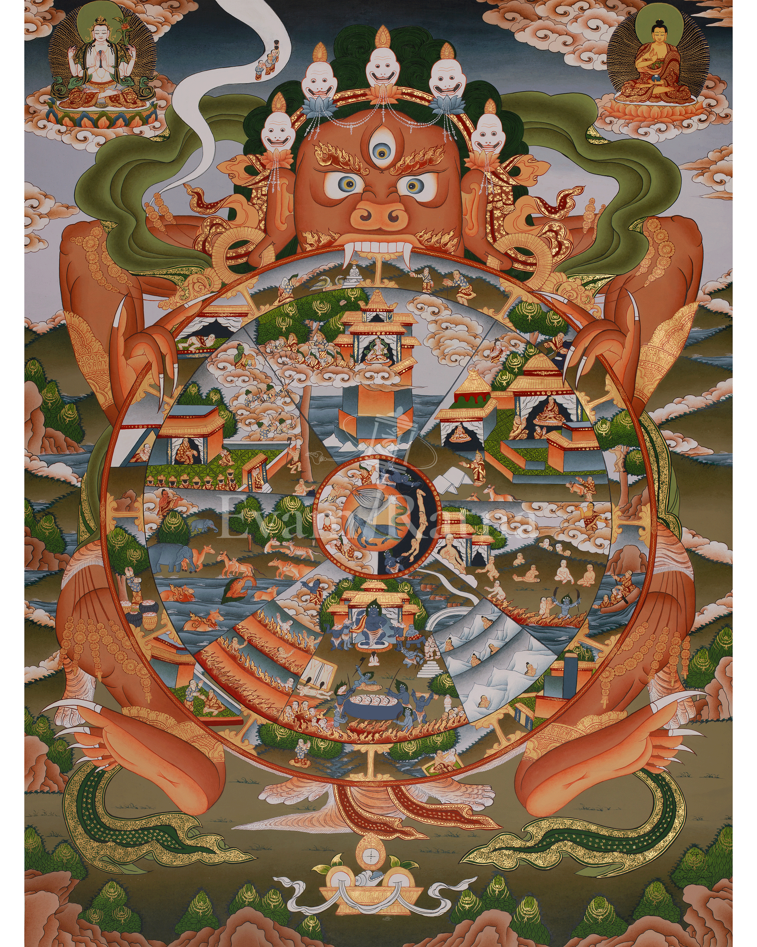 Sacred Thangka of the Wheel of Life | Bhavachakra Artwork