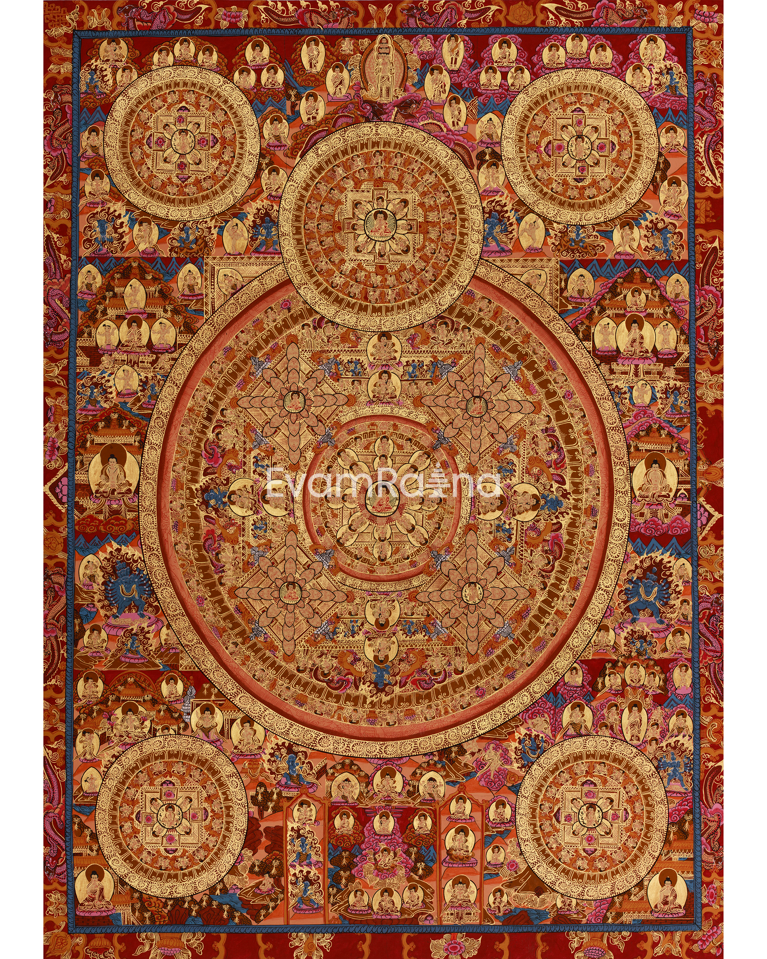 Hand-Painted Tibetan Buddha Mandala