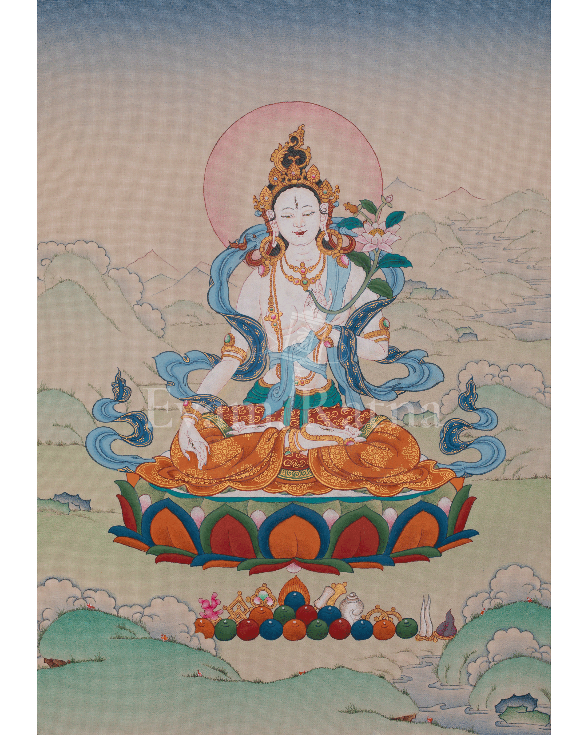 Goddess White Tara Artwork | Healing, Compassion, and Longevity | Sita Tara