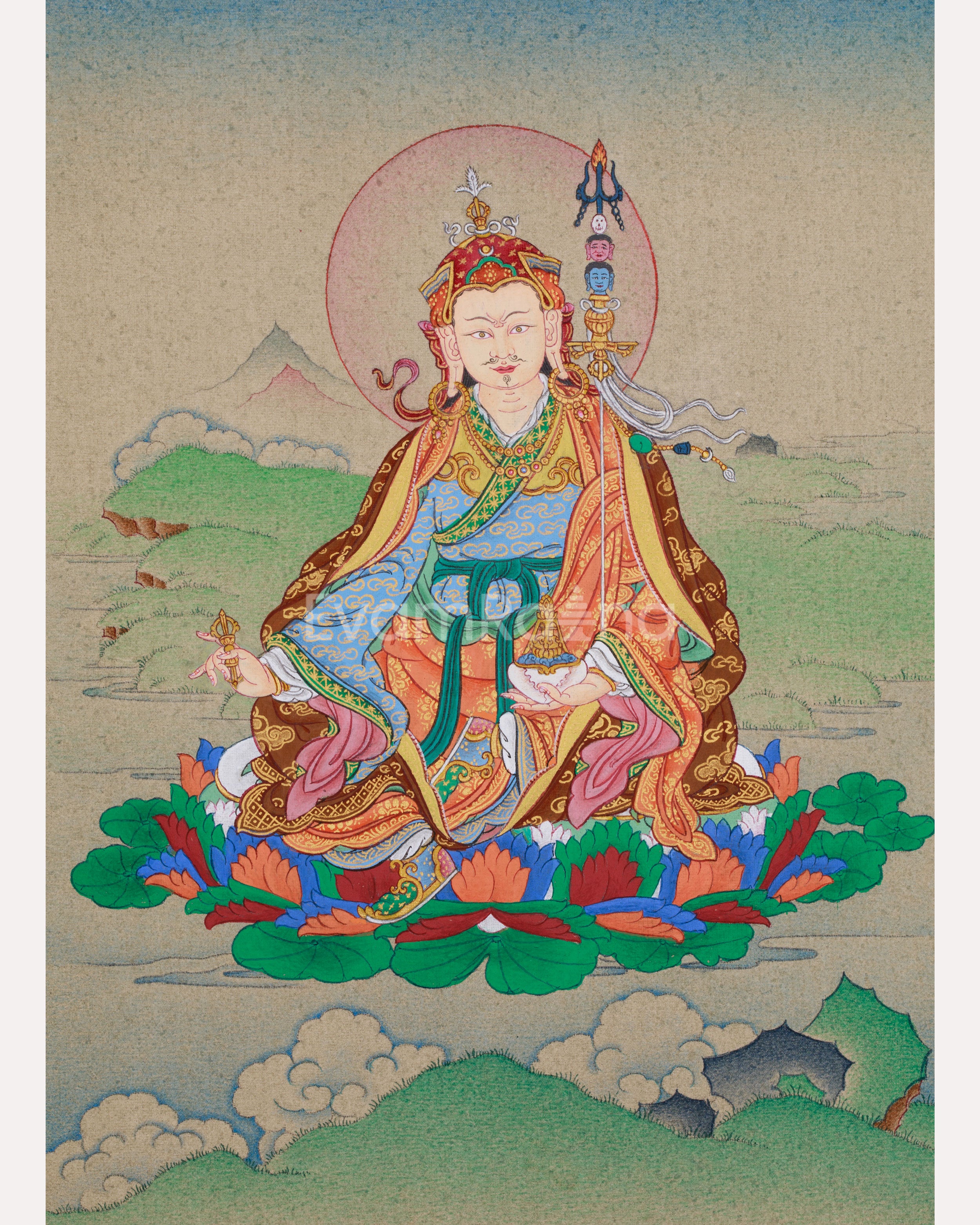 Handmade Guru Padmasambhava Thangka | The Lotus-Born Master of Enlightenment