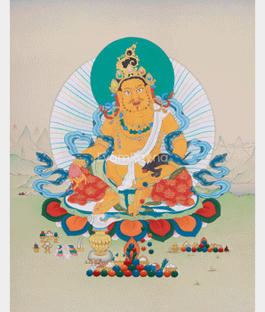 Hand-Painted Tibetan Wealth Deity, Dzambhala | Protector of Prosperity and Abundance