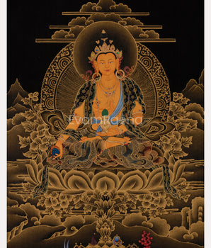 24K Gold Thangka of Kshitigarbha | Symbol of Compassion, Afterlife Guidance & Deep Meditation