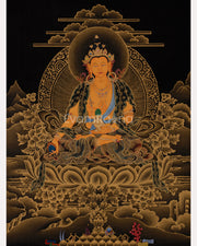 24K Gold Thangka of Kshitigarbha | Symbol of Compassion, Afterlife Guidance & Deep Meditation