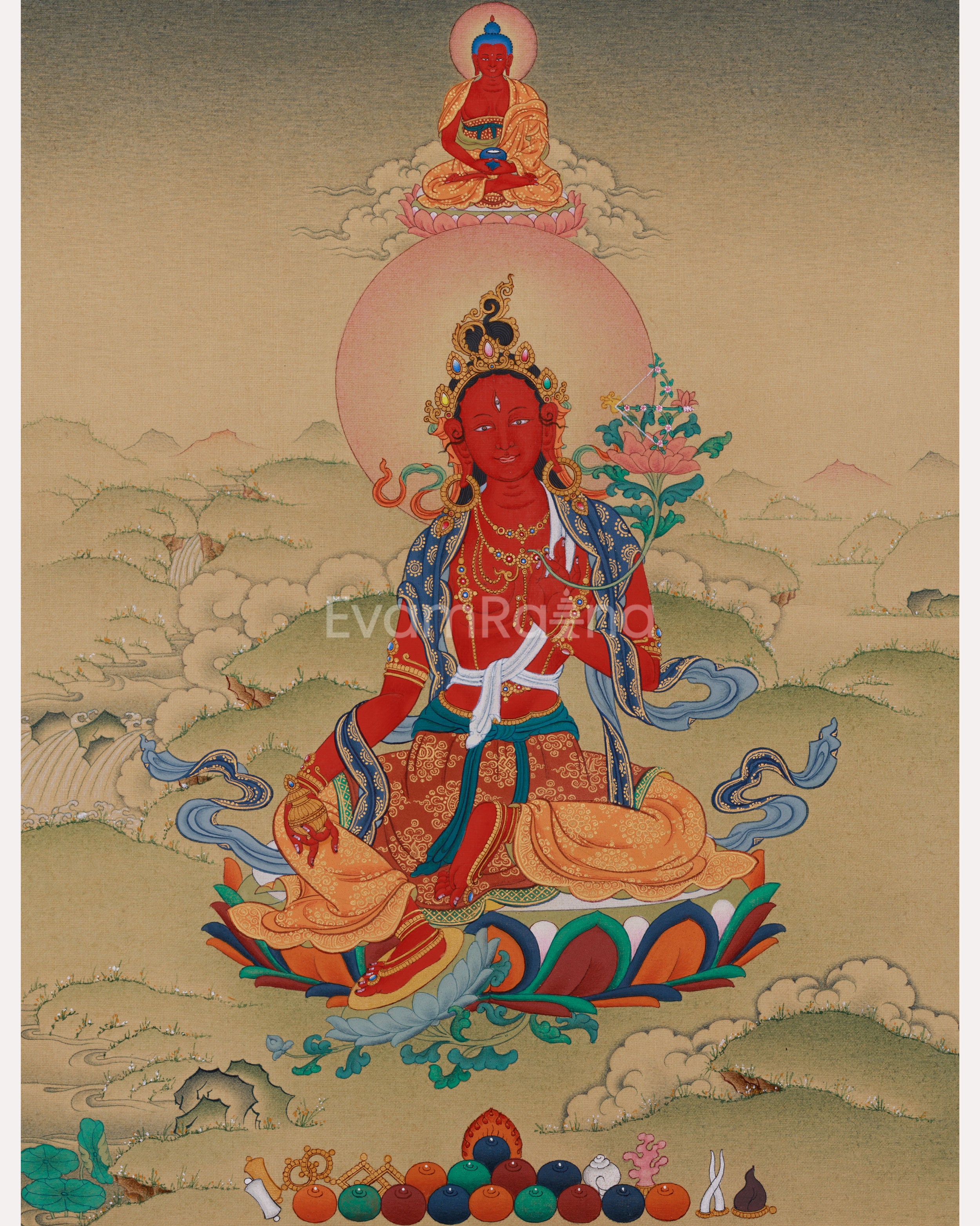 Dakini Red Tara Thangka | Goddess of Courage, Compassion, and Liberation