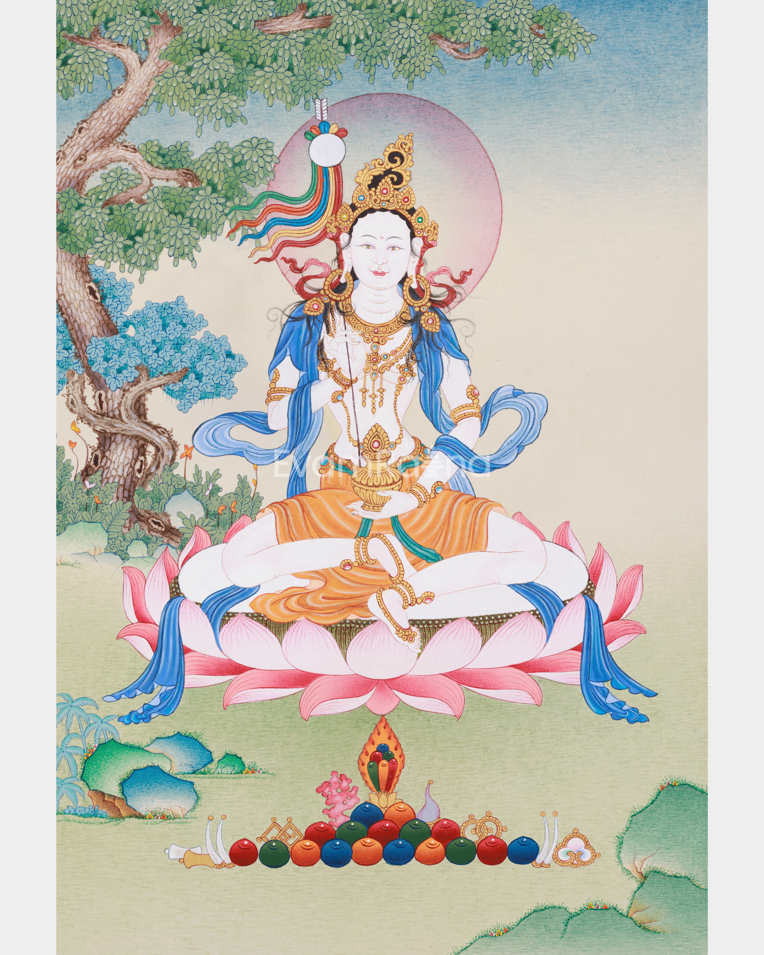 3D Stone Rinpoche Consort, Mandarva Thangka | Tibetan Wisdom Dakini