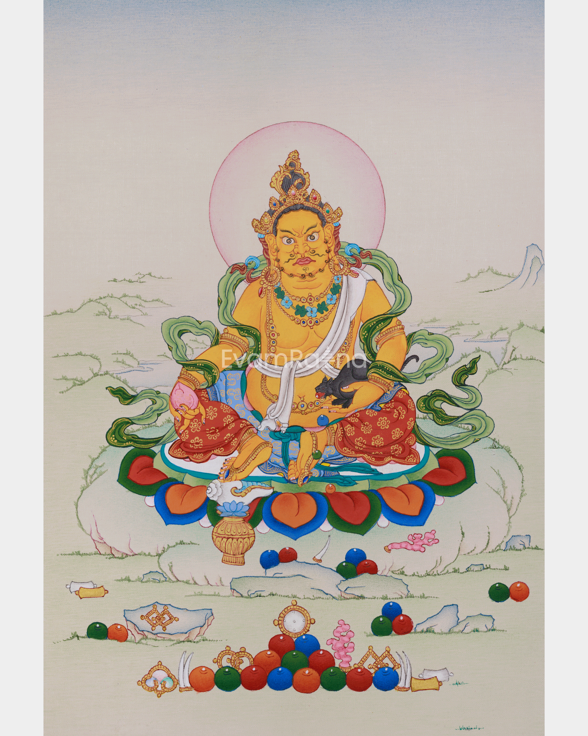 Yellow Dzambhala Thangka