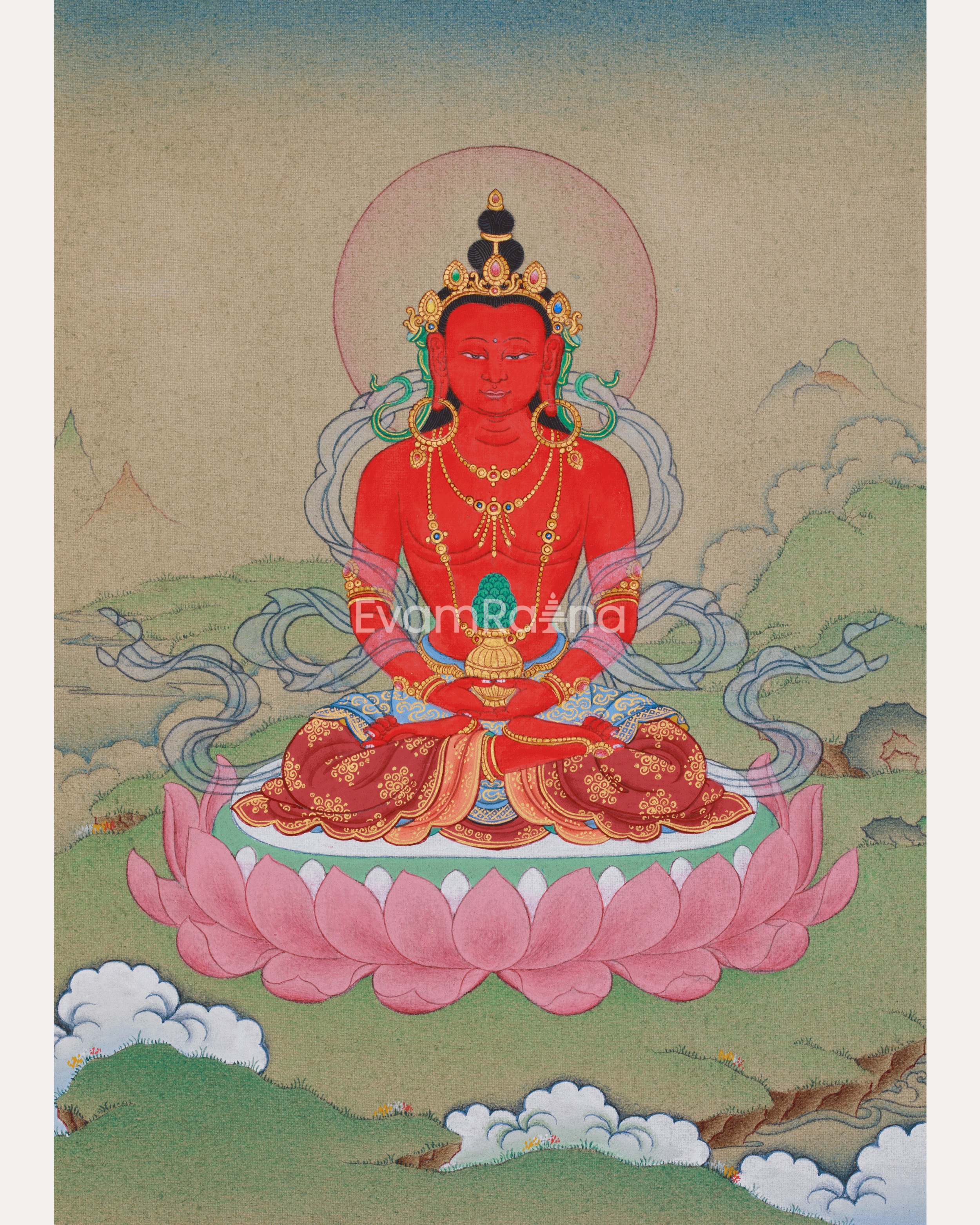 Buddha Amitayus Painting | Tibetan Art for Longevity and Wisdom