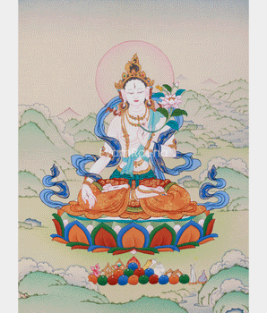 White Tara Female Buddhist Thangka 