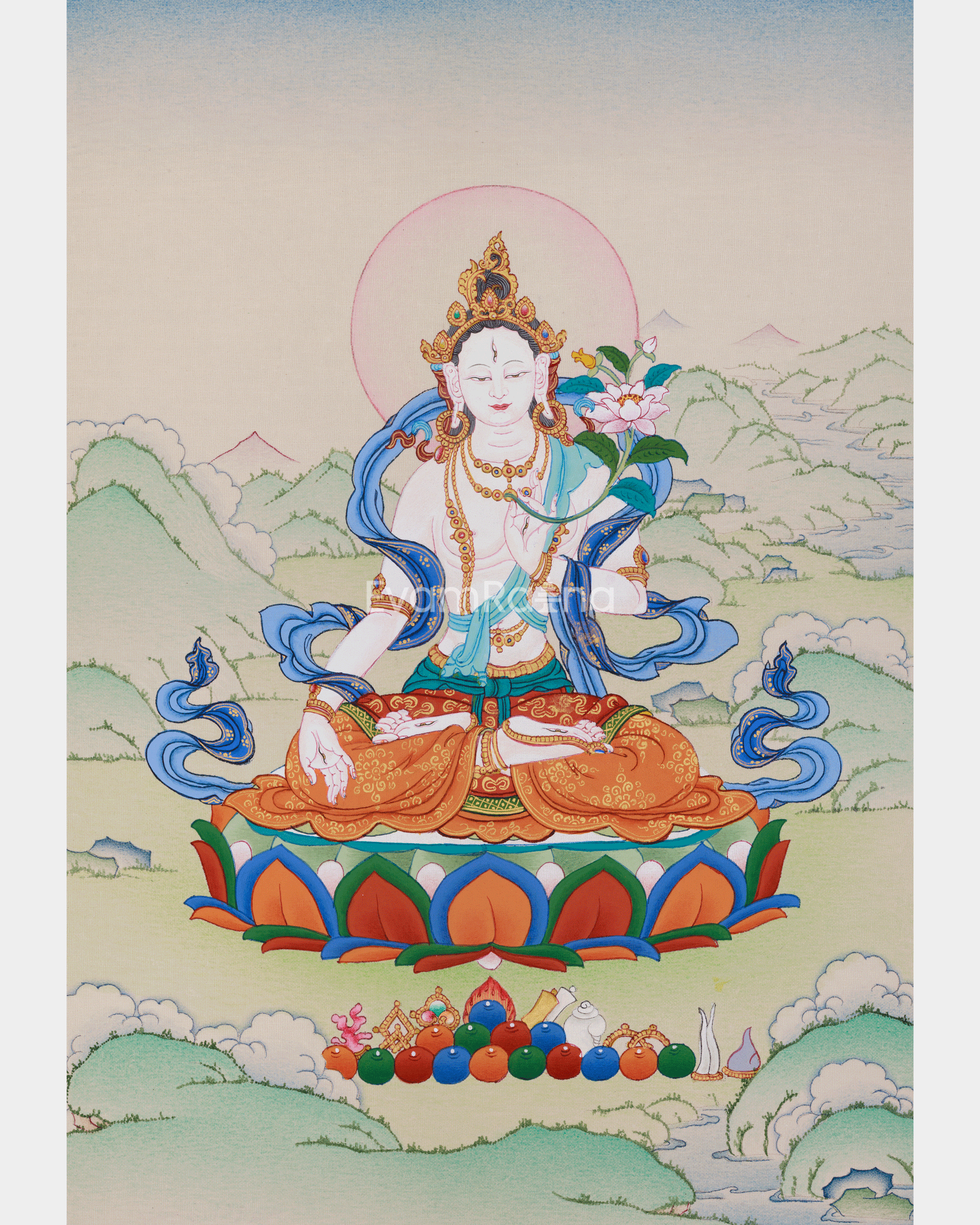 White Tara Female Buddhist Thangka 