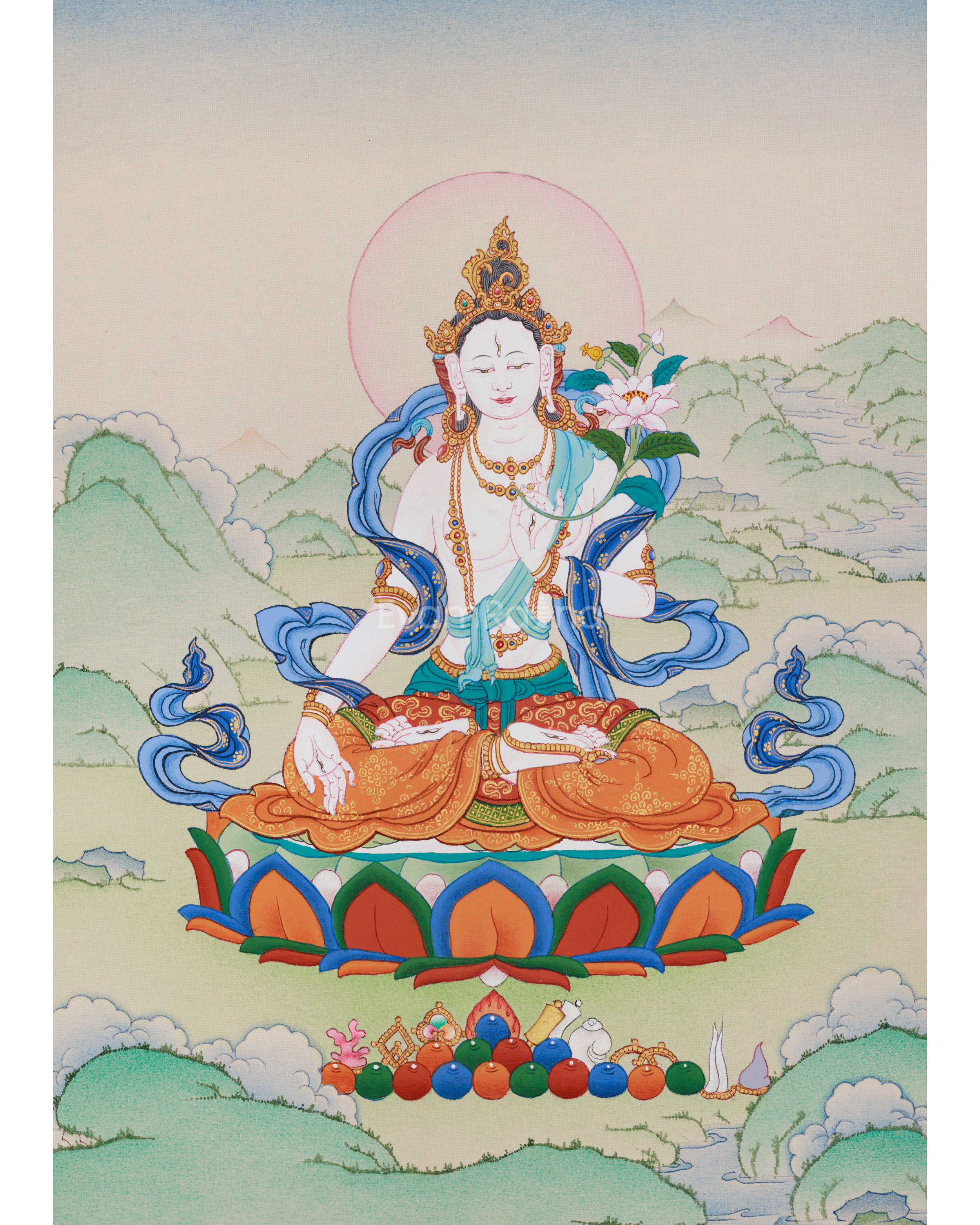 Divine White Tara Thangka | Goddess of Healing and Longevity