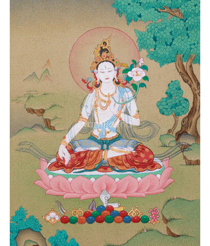 Traditional Thangka of Seven Eye White Tara | Goddess of Healing