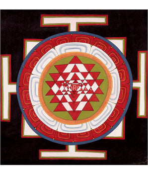 Vintage Handmade Shree Yantra Mandala Thangka 