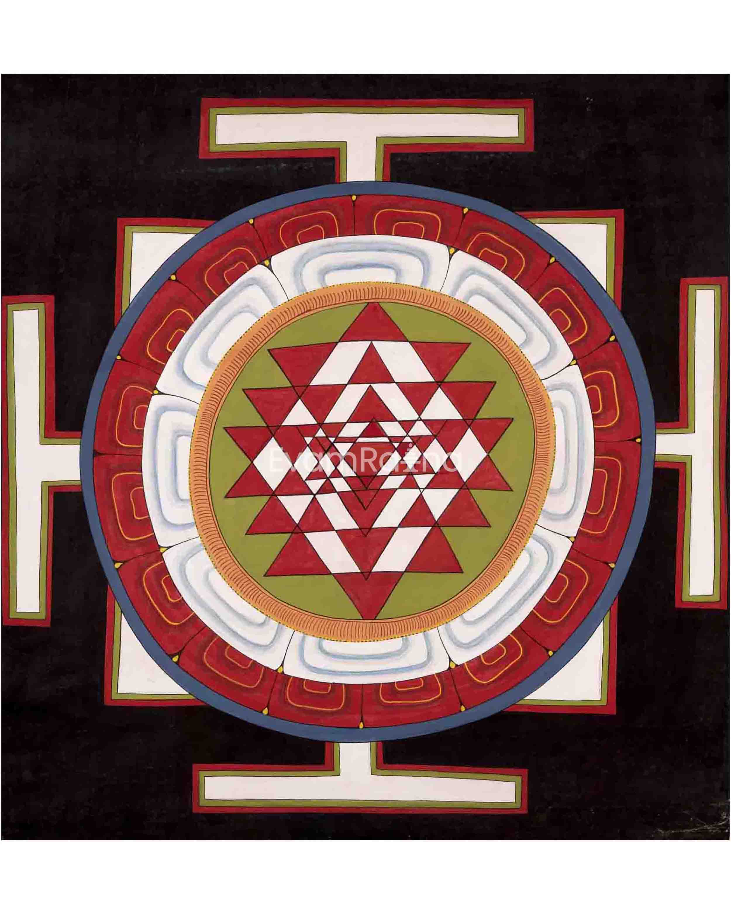 Vintage Handmade Shree Yantra Mandala Thangka