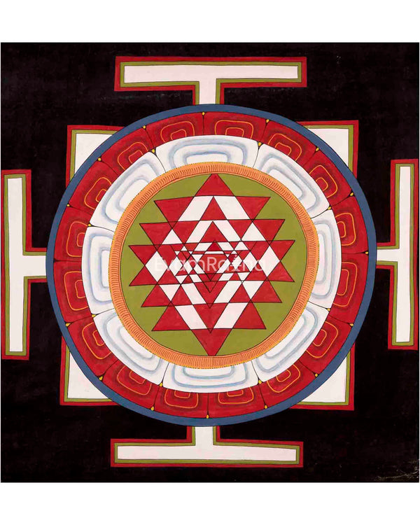 Vintage Handmade Shree Yantra Mandala Thangka 