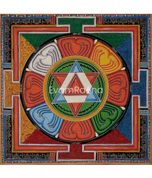 Shri Yantra Mandala Canvas Art Original Hand Painted Thangka