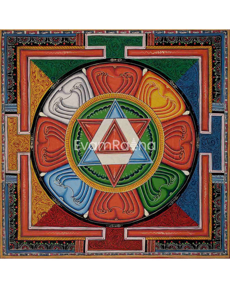 Shri Yantra Mandala Canvas Art Original Hand Painted Thangka