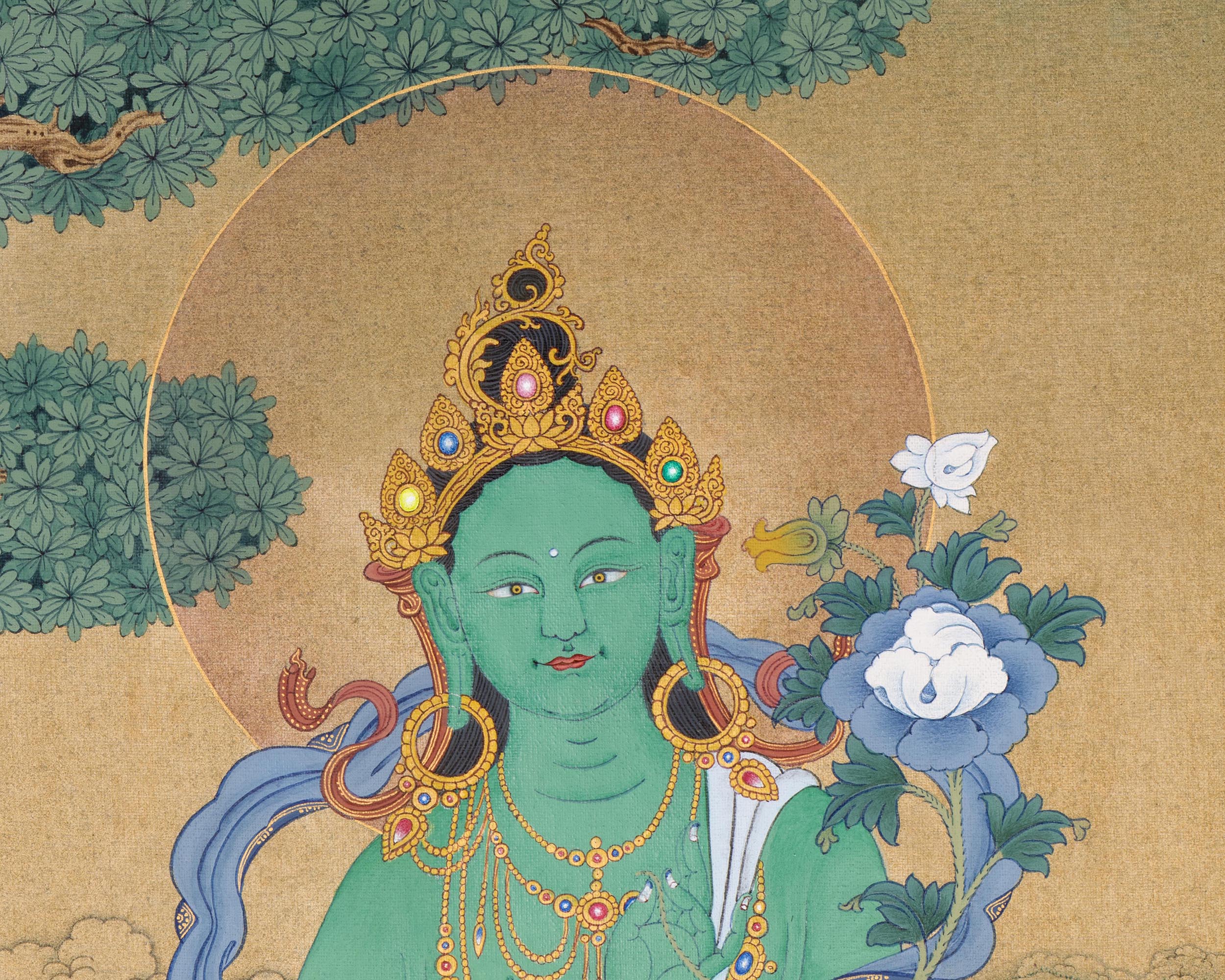Green Tara Devotional Print | Digital Artwork Of The Mother of Liberation | Buddhist Gift Ideas