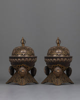 Silver Tibetan Buddhist Kapala Set