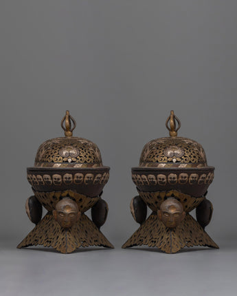 Silver Tibetan Buddhist Kapala Set