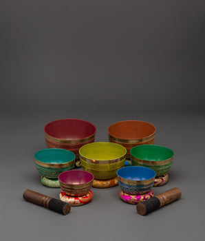 Singing Bowl Set with Sacred Symbols