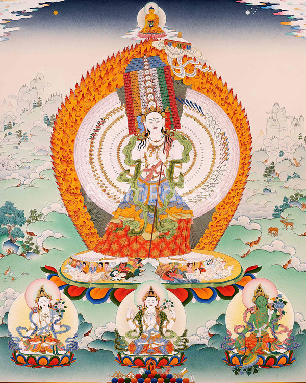 Sitatapatra Thangka Print with Green Tara