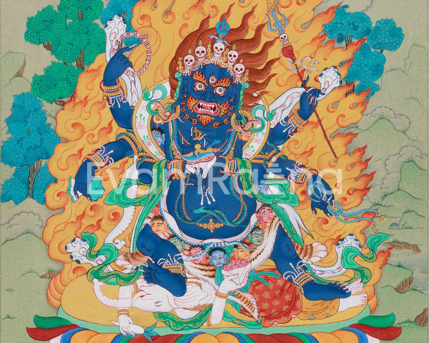 Six-Armed Mahakala Thangka | Protector of Wisdom and Compassion