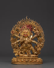 Handmade Six Armed Mahakala Deity Statue | Buddhist Sculpture of Wrathful Deity
