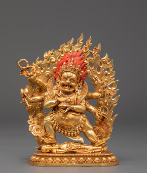 Tibetan Six Armed Mahakala Sculpture | A Sacred Guardian of Tibetan Buddhism