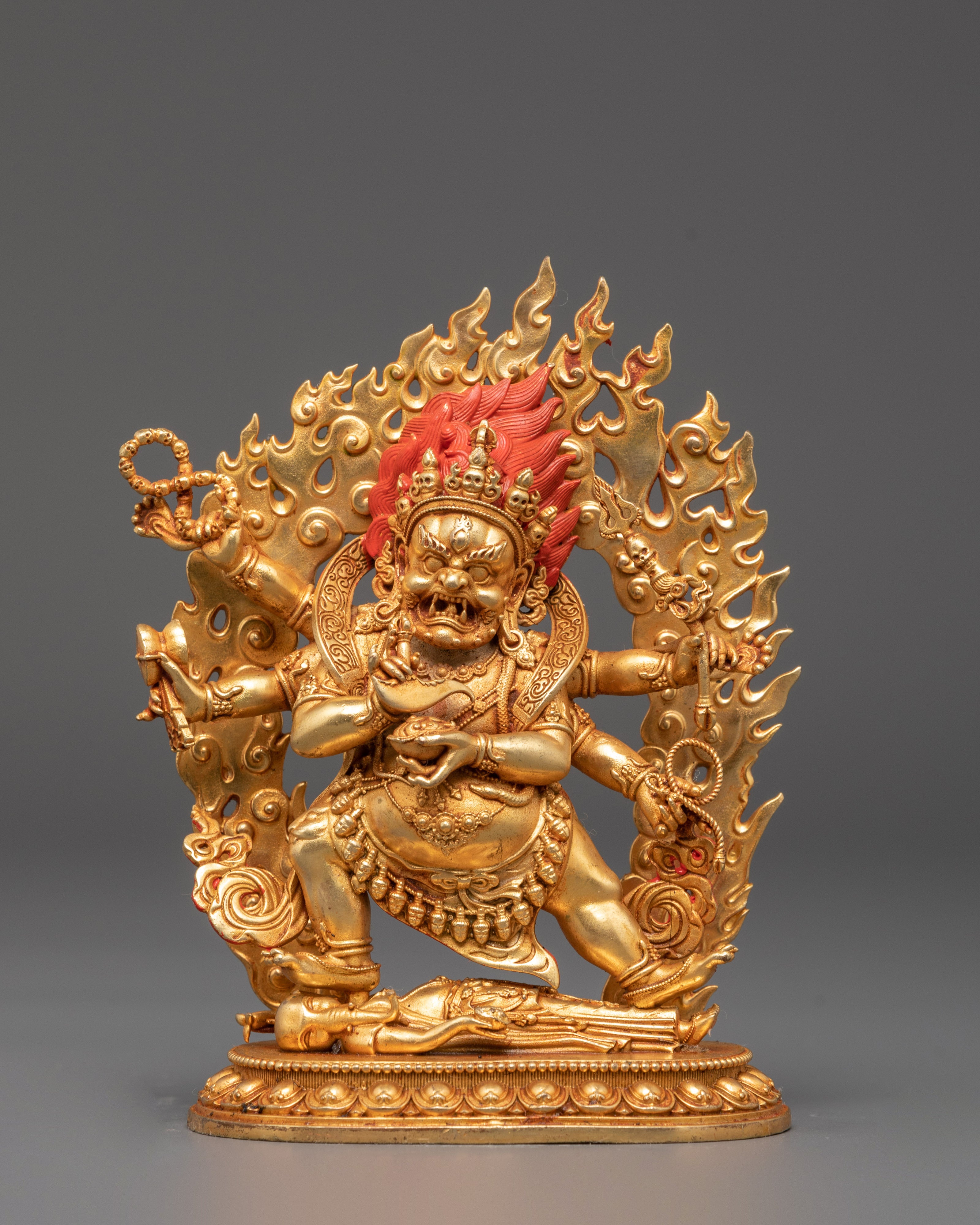 Tibetan Six Armed Mahakala Sculpture | A Sacred Guardian of Tibetan Buddhism