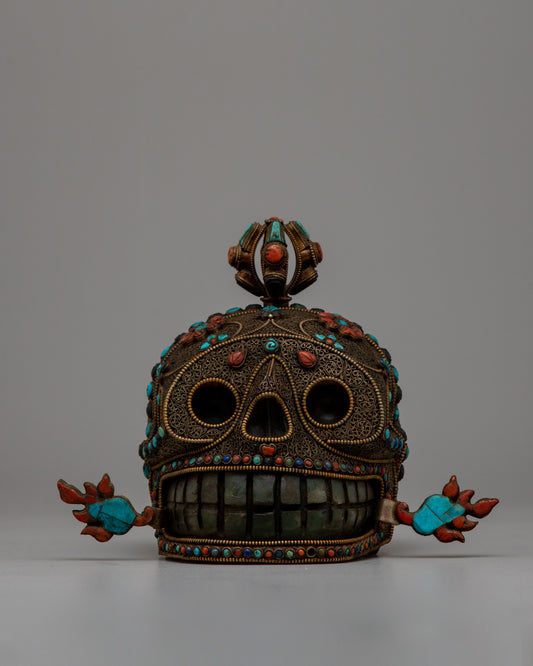 Copper Skull Statue