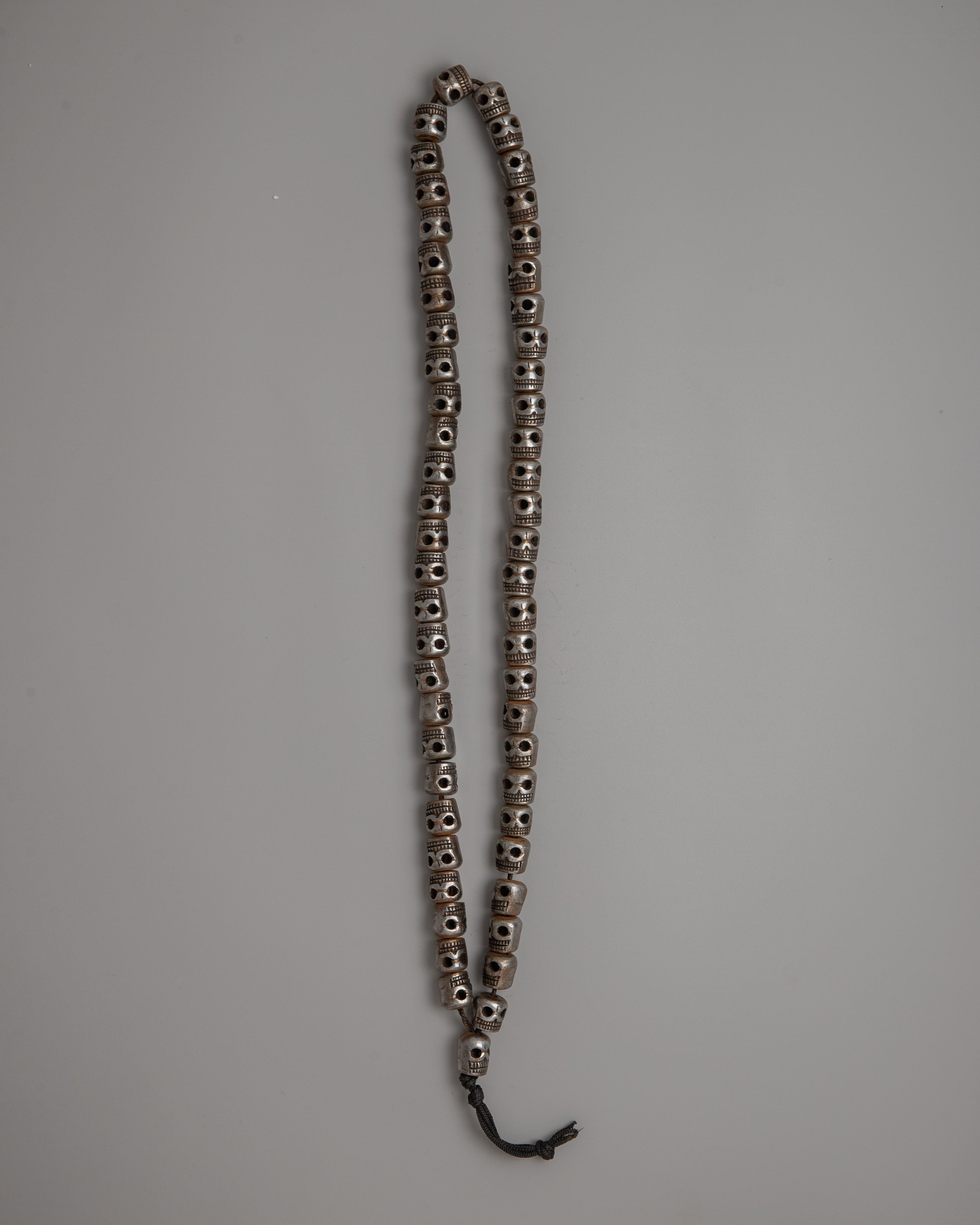 Buddhist Skull Head Mala | Handcrafted Tibetan Prayer Beads for Mindfulness