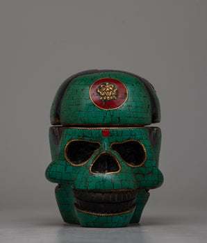 Intricately Carved Resin Skull