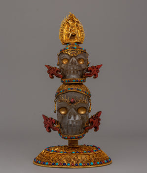 Handcrafted Buddhist Skull Head Statue