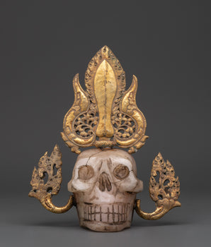 Spiritual Skull Head Decor | Gold Plated Crystal Kapala