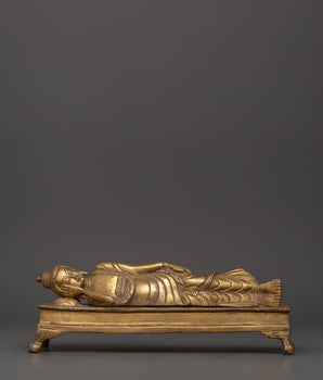 Handcarved Brass Sleeping Buddha Statue
