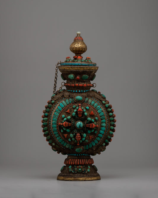 Tibetan Silver Snuff Bottle&nbsp;