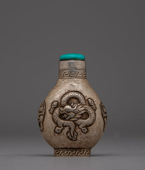  Tibetan Snuff Bottle Silver With Turquoise Top