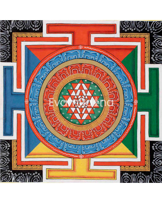 Sri Yantra Mandala | Original Hand Painted Thangka | Mandala Wall Tapestry