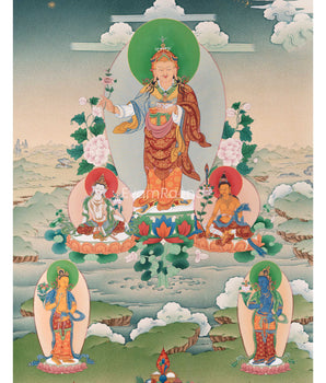 Tibetan Standing Guru with Four Bodhisattva