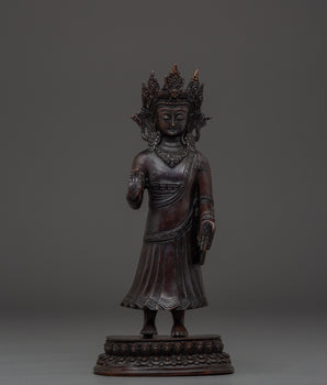 Standing Buddha Copper Statue | Spiritual Home Decor