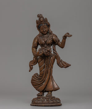Oxidized Copper Standing Parvati Statue