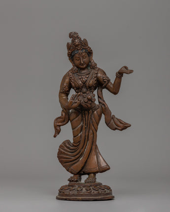 Oxidized Copper Standing Parvati Statue