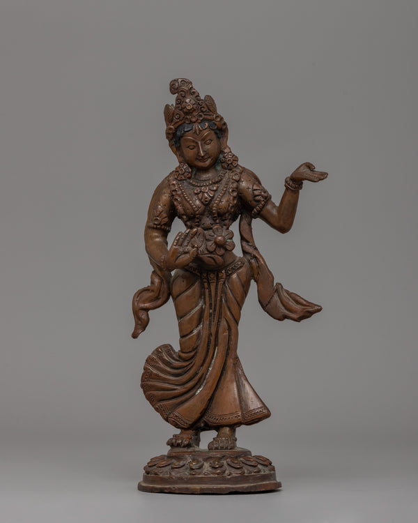 Oxidized Copper Standing Parvati Statue