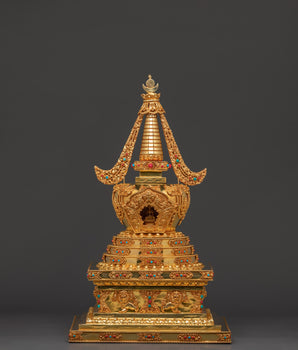 Gold-Plated Copper Buddhist Stupa